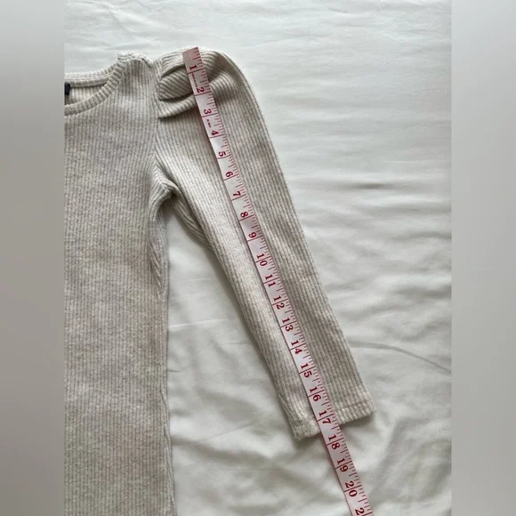 BERSHKA Women Ribbed Cream Bodycon dress - Picture 6 of 7